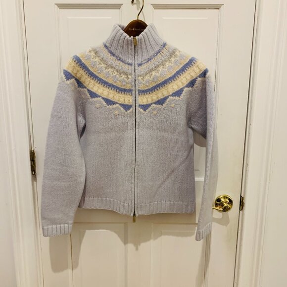 Lauren Ralph Lauren Sweaters - Vintage Lauren Ralph Lauren Hand Knit Lambswool Fair Isle Full Zip Sweater